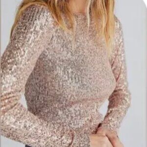 Free People long sleeve sequin top, size M